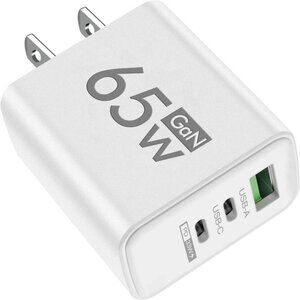 65W USB GaN Charger Type‎ C Fast Charge Wall Charger Phone Power Adapter 3 ports